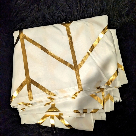 Geometric Gold Fabric Shower Curtain - Picture 5 of 8